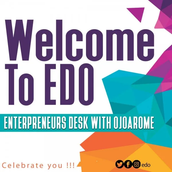 EDO Entrepreneurs desk with Ojoarome logo