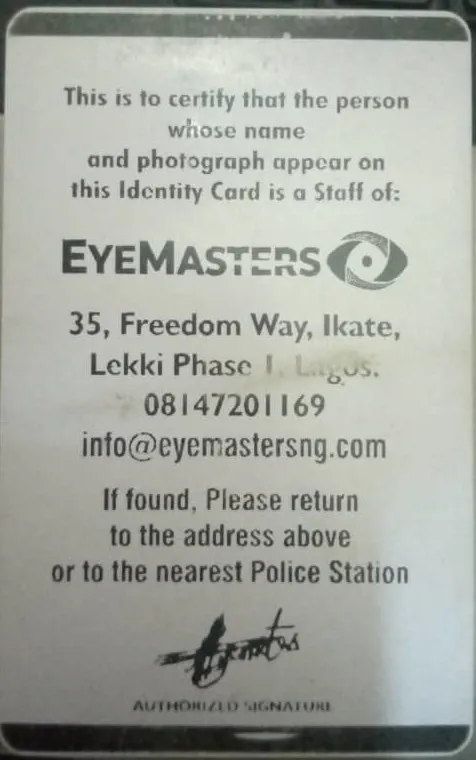 Eyemasters Occupation Vision Specialist (Isolo)