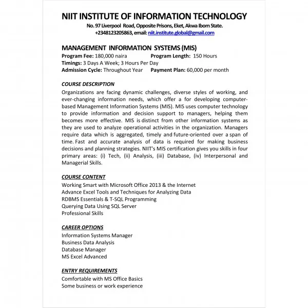 NIIT Institute of Information Technology logo