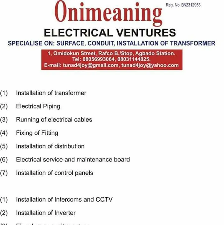 Onimeaning Electrical Venture